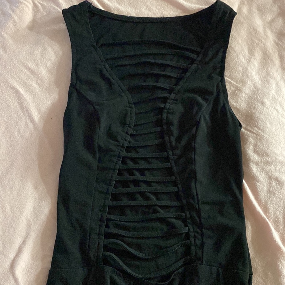 black slit bodysuit